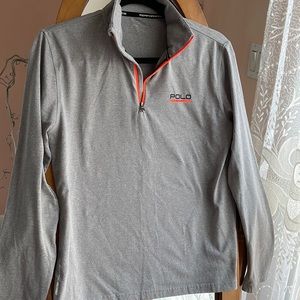 Polo by Ralph Lauren Men's Gray Quarter-Zip Pullover with Orange Trim
